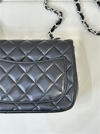 Chanel Super Mini Classic Flap Bag Lambskin Silver Tone Metal Black 01115 TOP