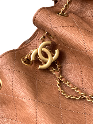 Chanel 25 Medium Handbag Grained Calfskin Gold Tone Metal Brown AS5311