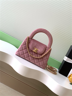 Cha.nel Mini Shopping Bag Kelly Bag Velvet Gold-Tone Metal Pink AS4416