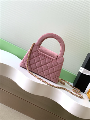 Cha.nel Mini Shopping Bag Kelly Bag Velvet Gold-Tone Metal Pink AS4416