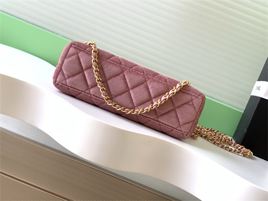 Cha.nel Mini Shopping Bag Kelly Bag Velvet Gold-Tone Metal Pink AS4416