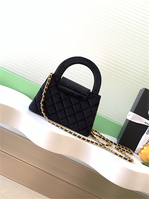 Cha.nel Mini Shopping Bag Kelly Bag Velvet Gold-Tone Metal Black AS4416