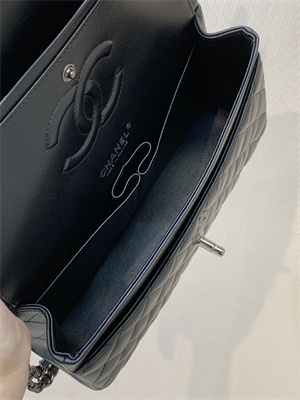 Chanel Medium Classic Flap Bag Lambskin Gun Metal Black 01112 TOP