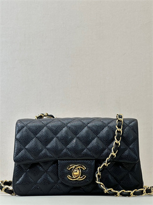 Chanel Mini Classic Flap Bag Grained Calfskin Gold Tone Metal Black Color 01116 TOP