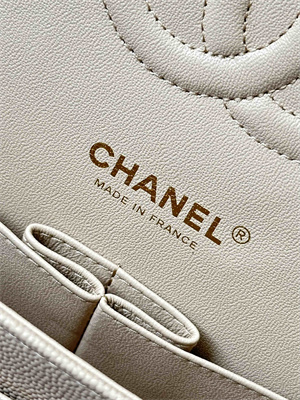 Chanel Medium Classic Flap Bag Grained Calfskin Gold Tone Metal Chai 01112 TOP