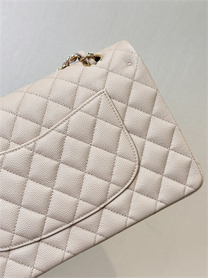 Chanel Medium Classic Flap Bag Grained Calfskin Gold Tone Metal Chai 01112 TOP