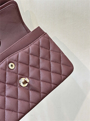 Chanel Small Classic Flap Bag Grained Calfskin Gold Tone Metal Chocolate 01117 TOP