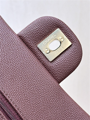 Chanel Small Classic Flap Bag Grained Calfskin Gold Tone Metal Chocolate 01117 TOP