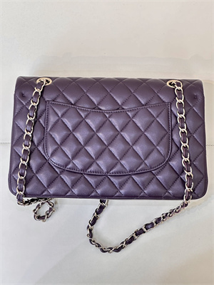 Chanel Medium Classic Flap Bag Lambskin Gold Tone Metal Grape 01112 TOP