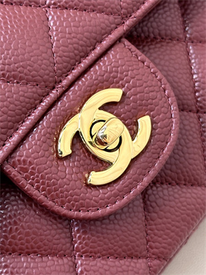 Chanel Medium Classic Flap Bag Grained Calfskin Gold Tone Metal Burgundy 01112 TOP