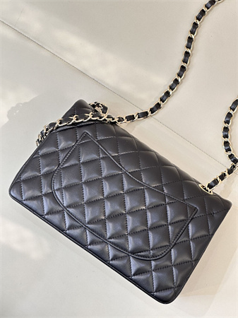 Chanel Small Classic Flap Bag Lambskin Gold Tone Metal Black 01117 TOP