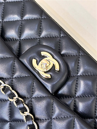 Chanel Small Classic Flap Bag Lambskin Gold Tone Metal Black 01117 TOP