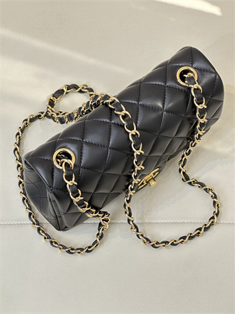 Chanel Mini Classic Flap Bag Lambskin Gold Tone Metal Black Color 01116 TOP