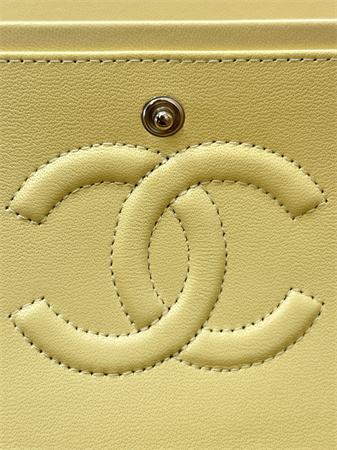 Chanel Small Classic Flap Bag Lambskin Gold Tone Metal Yellow 01117 TOP