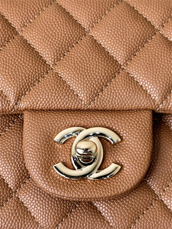 Chanel Mini Classic Flap Bag Grained Calfskin Gold Tone Metal Caramel Color 01116 TOP