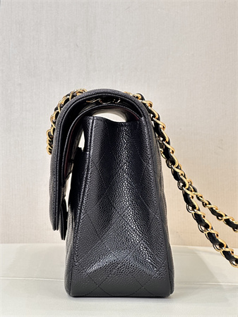 Chanel Large Classic Flap Bag Grained Cafskin Gold Tone Metal Black 58600 TOP
