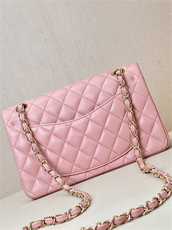 Chanel Small Classic Flap Bag Lambskin Gold Tone Metal Sakura Pink 01117 TOP