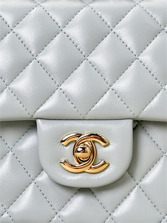 Chanel Medium Classic Flap Bag Lambskin Gold Tone Metal Baby Blue 01112 TOP