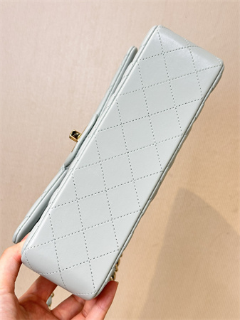 Chanel Small Classic Flap Bag Lambskin Gold Tone Metal Baby Blue 01117 TOP