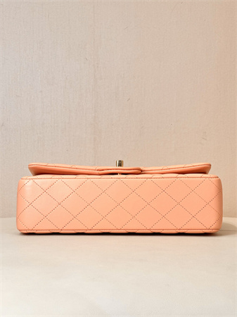 Chanel Medium Classic Flap Bag Lambskin Gold Tone Metal Orange 01112 TOP