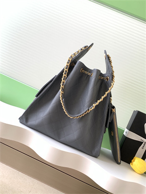 Chanel 25 Medium Handbag Grained Calfskin Gold Tone Metal Dk Grey AS5311