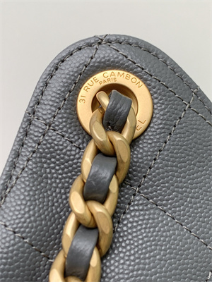Chanel 25 Medium Handbag Grained Calfskin Gold Tone Metal Dk Grey AS5311