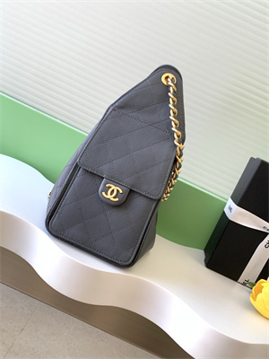 Chanel 25 Small Handbag Grained Calfskin Gold Tone Metal Dk Grey AS5293