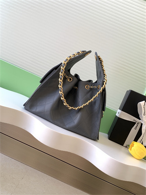 Chanel 25 Small Handbag Grained Calfskin Gold Tone Metal Dk Grey AS5293