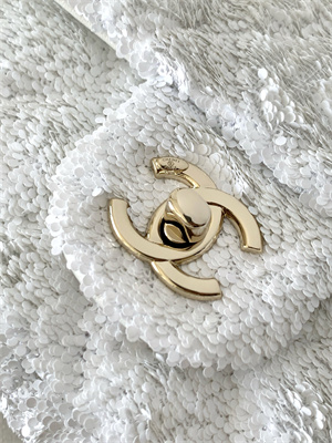 Chanel Mini Flap Bag Sequins & Gold-Tone Metal White AS4298