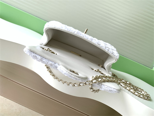 Chanel Mini Flap Bag Sequins & Gold-Tone Metal White AS4298