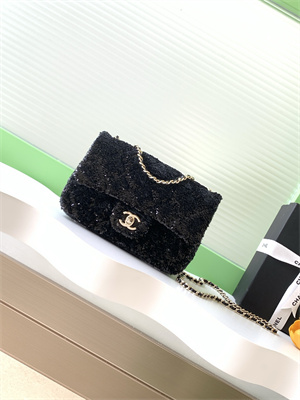 Chanel Mini Flap Bag Sequins & Gold-Tone Metal Black AS4298