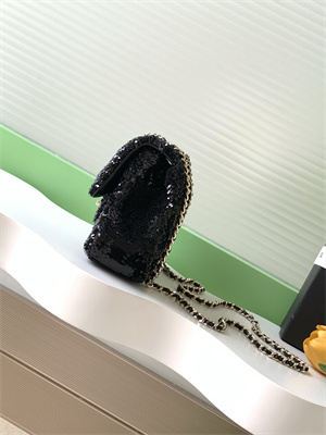 Chanel Mini Flap Bag Sequins & Gold-Tone Metal Black AS4298
