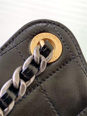 Chanel 25 Medium Handbag Shinny Smooth Calfskin Gold/Silver Tone Metal Black AS5311