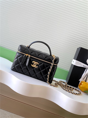 Chanel Vanity With Chain Shinny Lambskin , Strass & Gold-Tone Metal Black AP4804