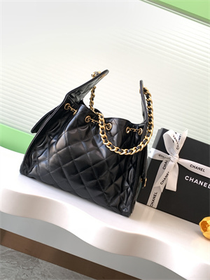 Chanel 25 Small Handbag Shinny Smooth Calfskin Gold Tone Metal Black AS5293
