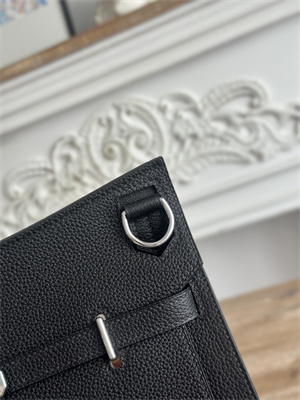 Hermes Jypsiere Togo Leather Silver Tone Metal Black Color HS