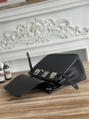 Hermes Jypsiere Togo Leather Silver Tone Metal Black Color HS