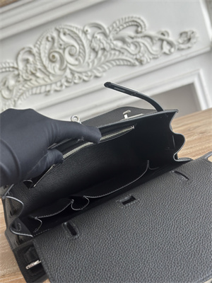 Hermes Jypsiere Togo Leather Silver Tone Metal Black Color HS