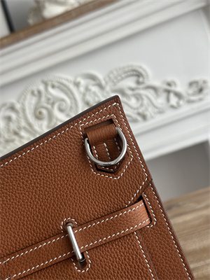 Hermes Jypsiere Togo Leather Silver Tone Metal Gold Color HS