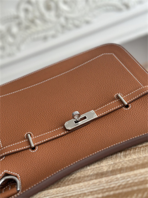 Hermes Jypsiere Togo Leather Silver Tone Metal Gold Color HS