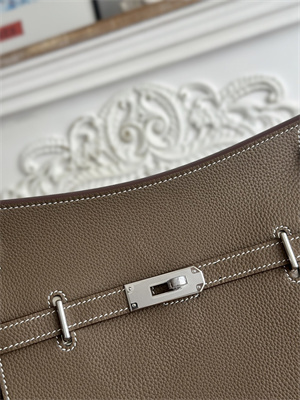 Hermes Jypsiere Togo Leather Silver Tone Metal Etoupe Color HS