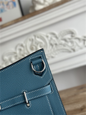 Hermes Jypsiere Togo Leather Silver Tone Metal Blue Jean Color HS