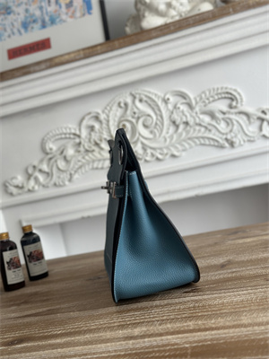 Hermes Jypsiere Togo Leather Silver Tone Metal Blue Jean Color HS