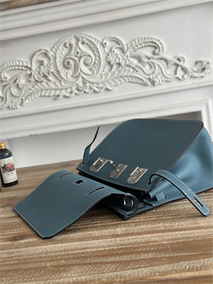 Hermes Jypsiere Togo Leather Silver Tone Metal Blue Jean Color HS