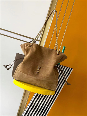 Y.S.L Jamie Shopping Bag In Suede Brown Color