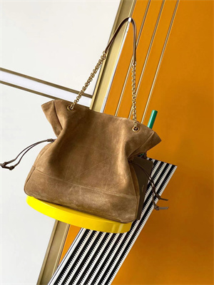 Y.S.L Jamie Shopping Bag In Suede Brown Color