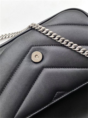 Y.S.L LOULOU Mini in MATELASSÉ lambskin Silver Tone Metal Black Color