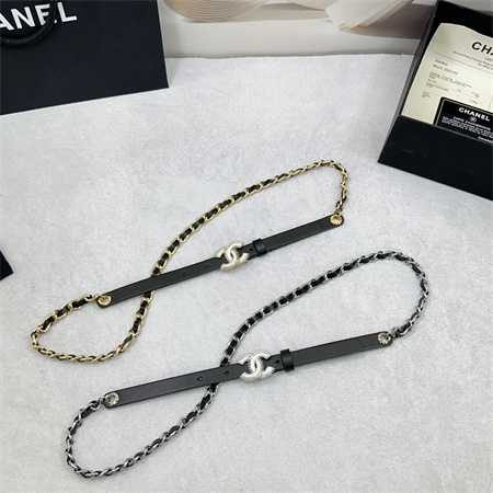 Chanel Belts In Lambskin 15MM In Black Gold/Silver Hardware