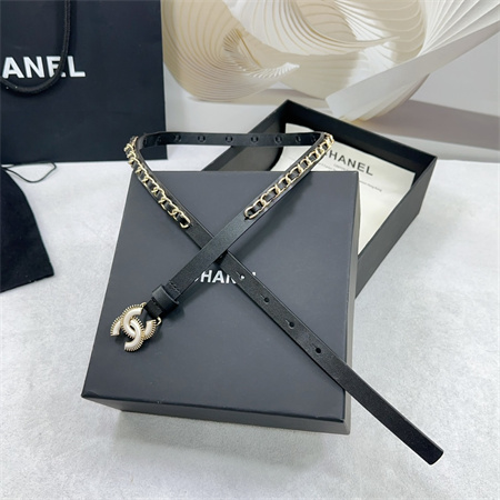 Chanel Belts In Lambskin 15MM In Black /White