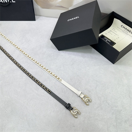 Chanel Belts In Lambskin 15MM In Black /White